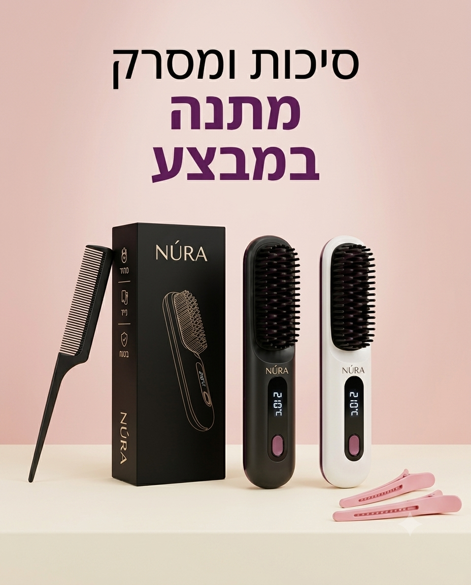 NÚRA Sleek Comb™ — מסרק החלקה חשמלי נטען