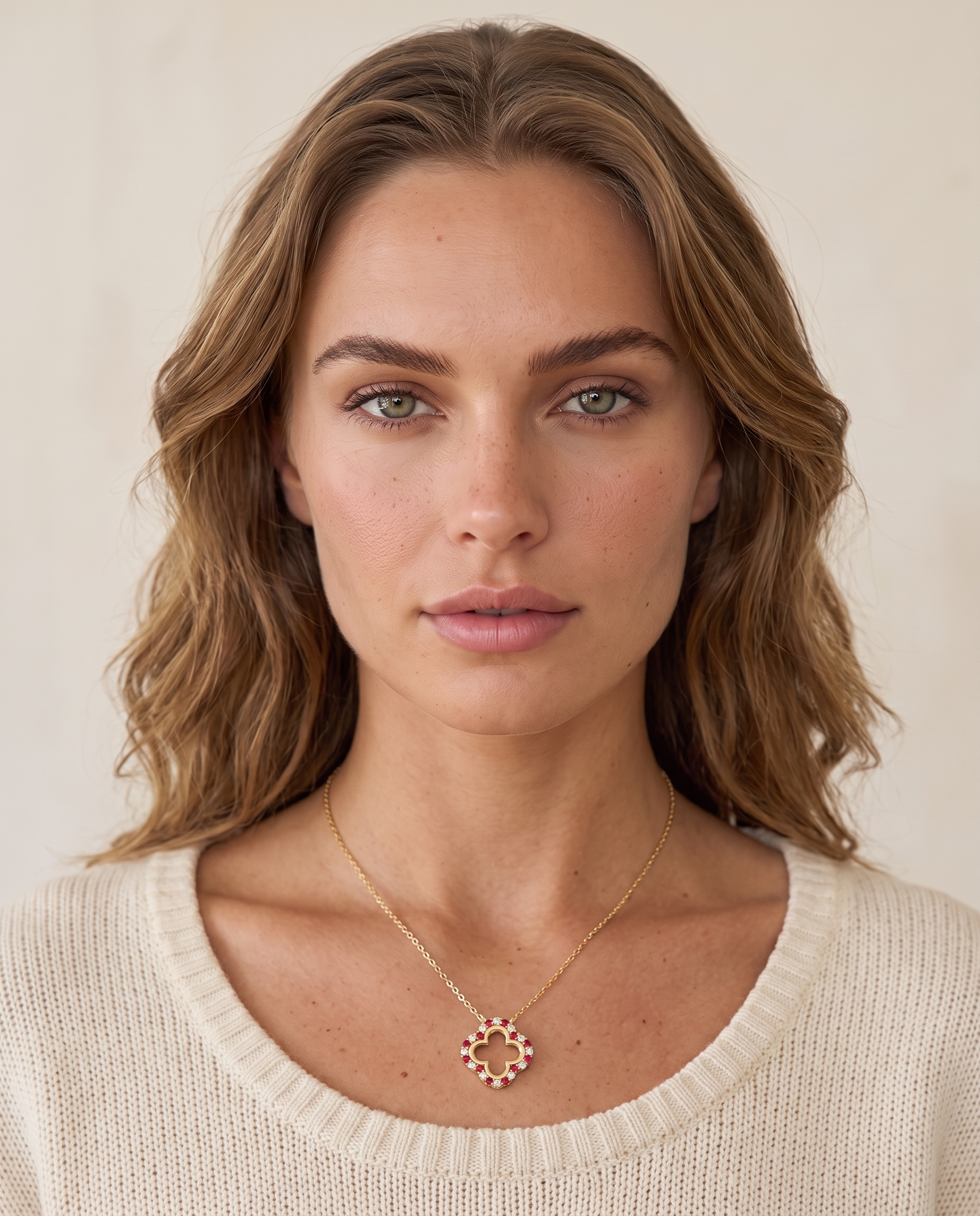NÚRA - Ruby Clover Necklace