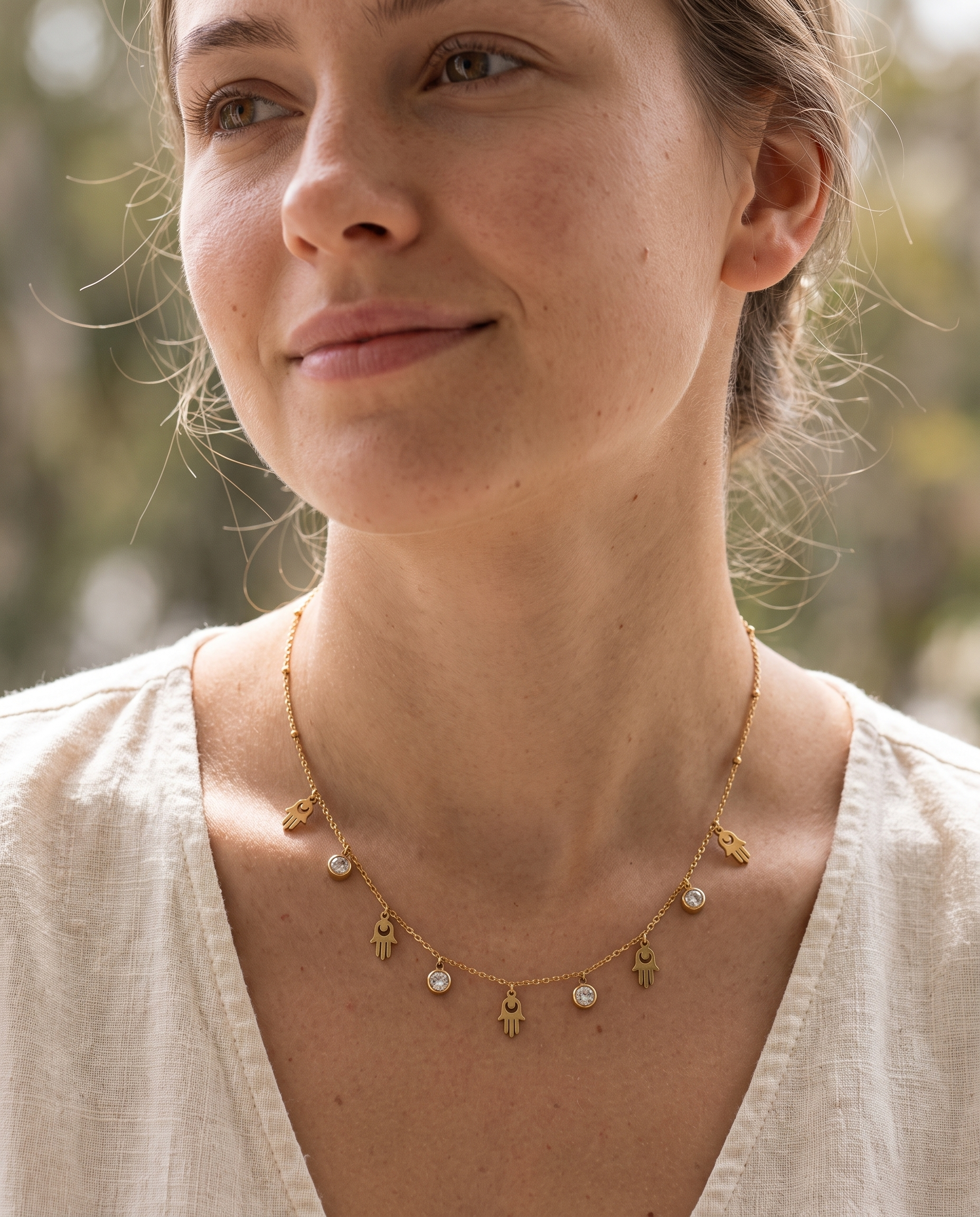 NÚRA - Multi Hamsa Necklace