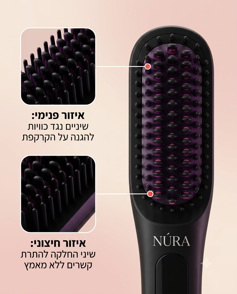 NÚRA Sleek Comb™ — מסרק החלקה חשמלי נטען