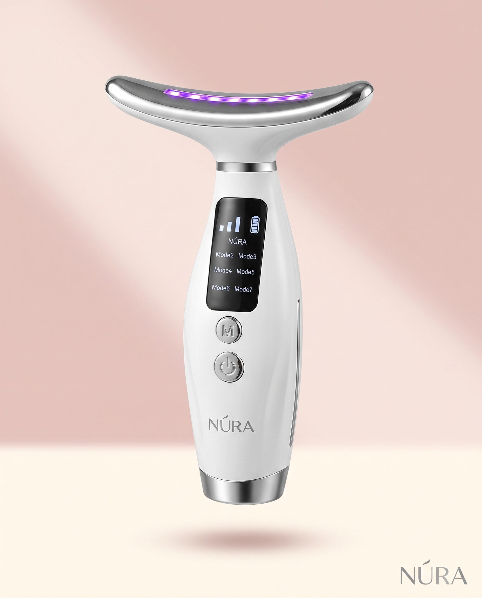 NÚRA Aura™ — מכשיר עיסוי LED לפנים ולצוואר