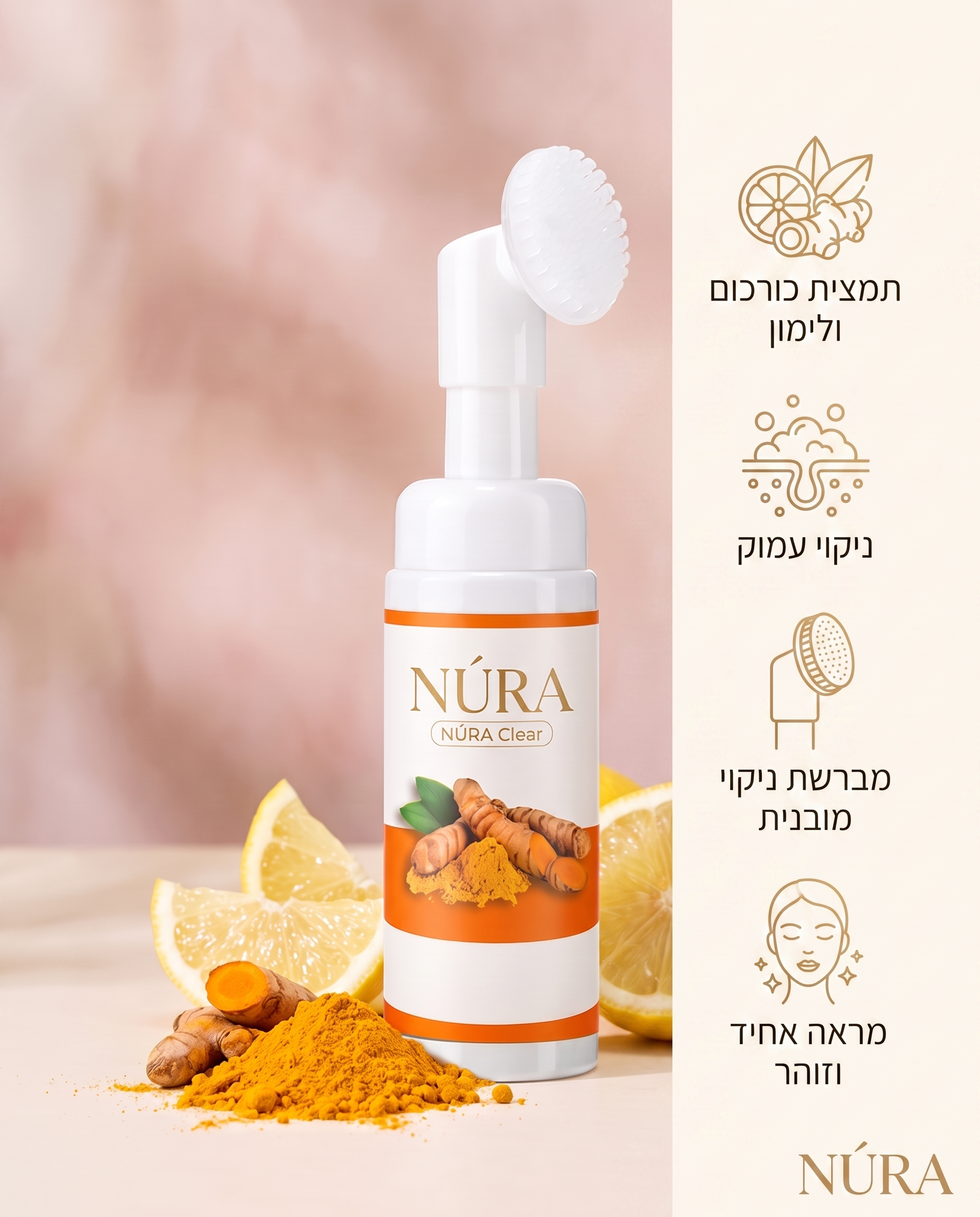 NÚRA Fresh Face™ — מנקה פנים כורכום ולימון