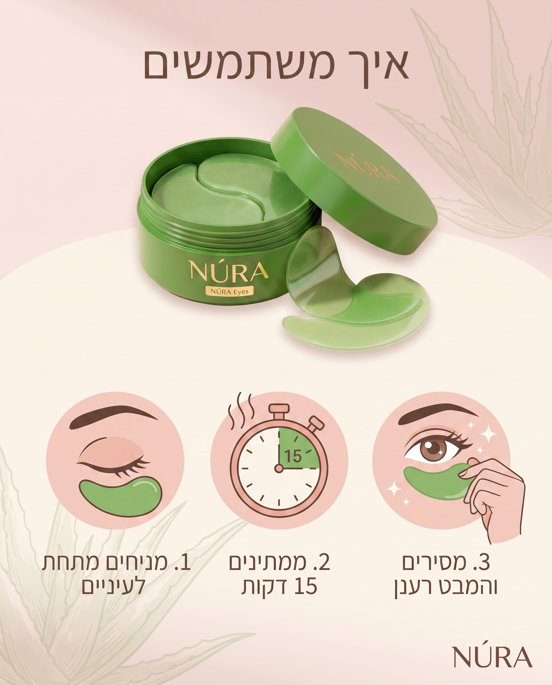 NÚRA Eyes™ — מסכות עיניים אלוורה וקולגן
