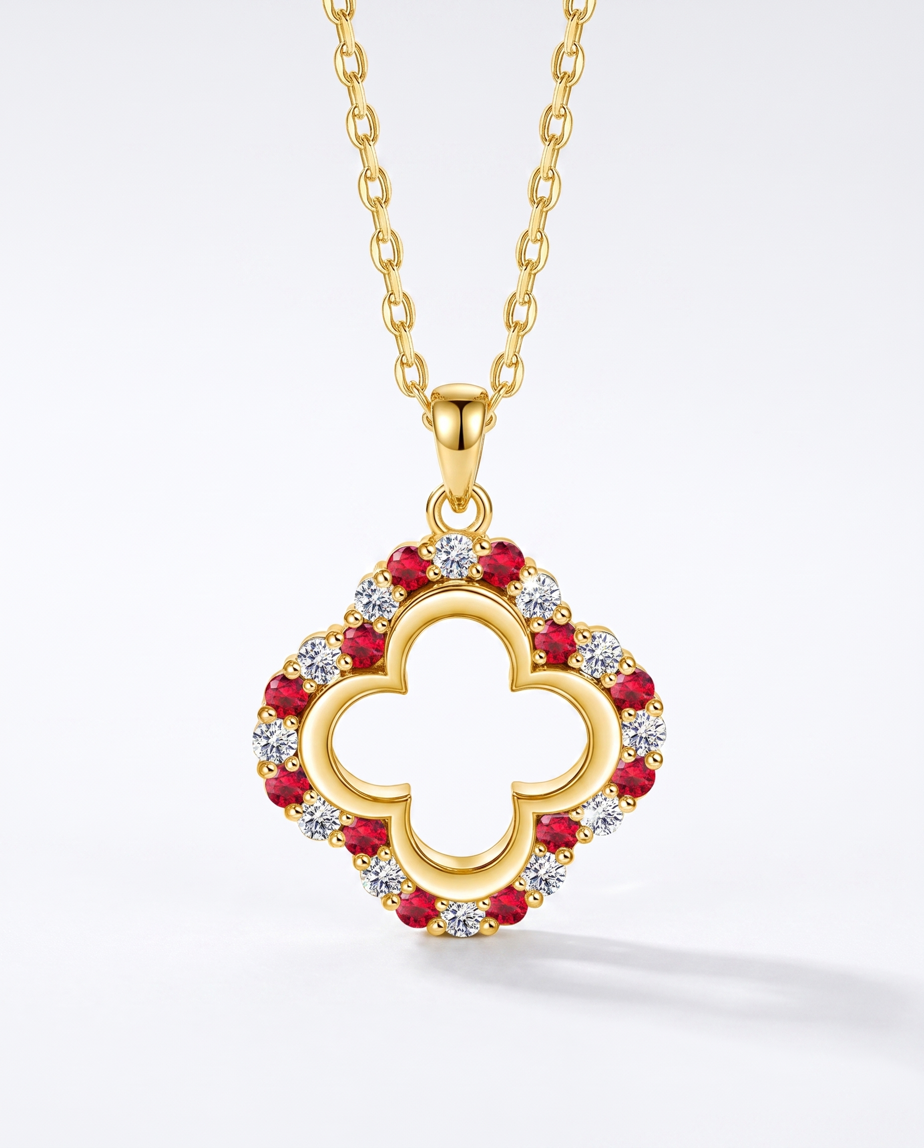 NÚRA - Ruby Clover Necklace