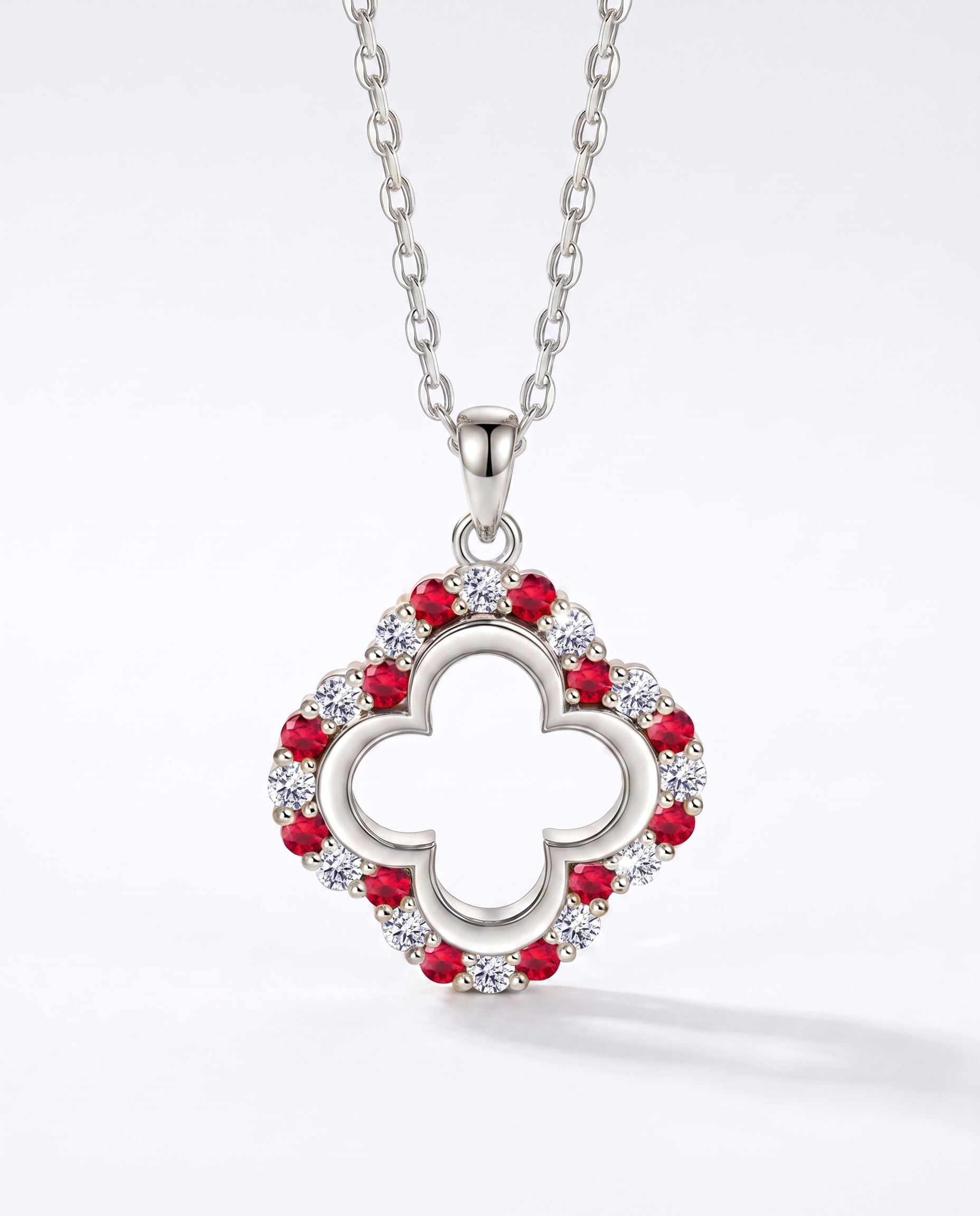 NÚRA - Ruby Clover Necklace